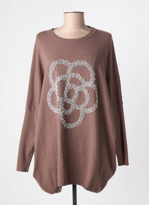Robe pull col rond manches longues marron LAMIAR femme