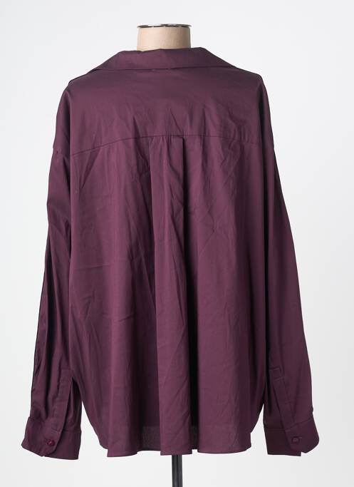 Blouse poignets boutonnés avec fente manches longues violet MAT. femme
