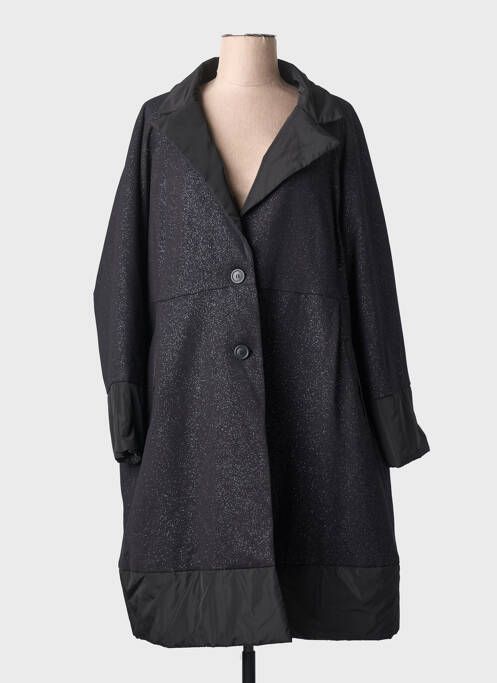 Manteau long coupe droite sans capuche noir SOPHIA CURVY femme
