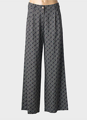 Pantalon large fermeture zippée sous rabat boutonné taille haute gris ZILCH femme