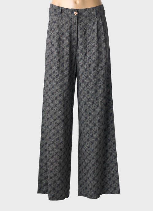 Pantalon large fermeture zippée sous rabat boutonné taille haute gris ZILCH femme