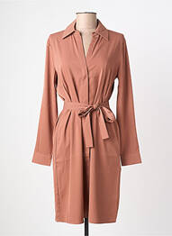 Robe mi-longue manches longues manches longues marron YAYA femme
