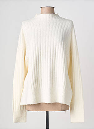 Pull coupe droite manches longues blanc YAYA FACTORY femme
