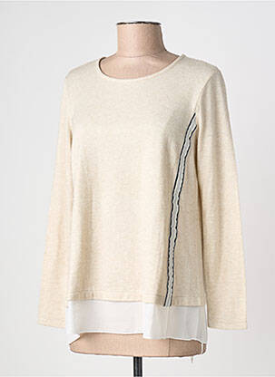 Pull coupe droite manches longues beige NINATI femme