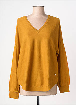 Pull col v manches longues jaune INDI & COLD femme