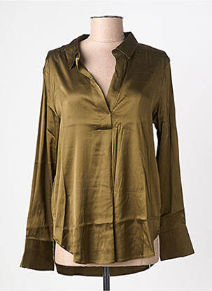 Blouse poignets boutonnés avec fente manches longues vert clair YAYA femme