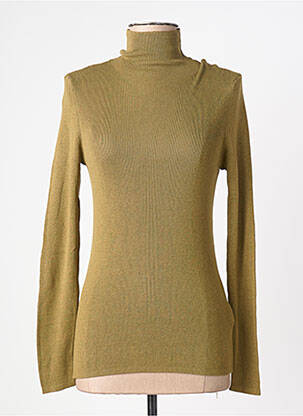 Pull col roulé coupe cintrée manches longues vert YAYA femme