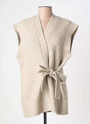 Gilet manches courtes maille tricot beige YAYA femme
