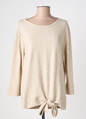 Pull col rond manches longues beige NINATI femme