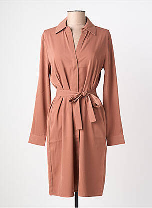 Robe mi-longue manches longues manches longues marron YAYA femme