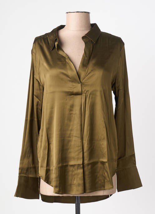 Blouse poignets boutonnés avec fente manches longues vert clair YAYA femme