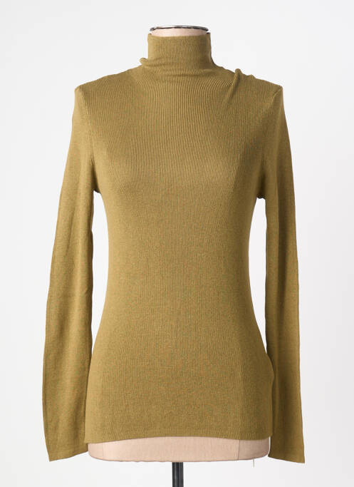 Pull col roulé coupe cintrée manches longues vert YAYA femme