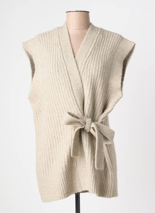 Gilet manches courtes maille tricot beige YAYA femme