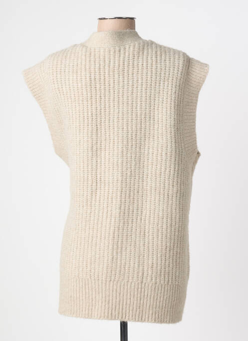 Gilet manches courtes maille tricot beige YAYA femme