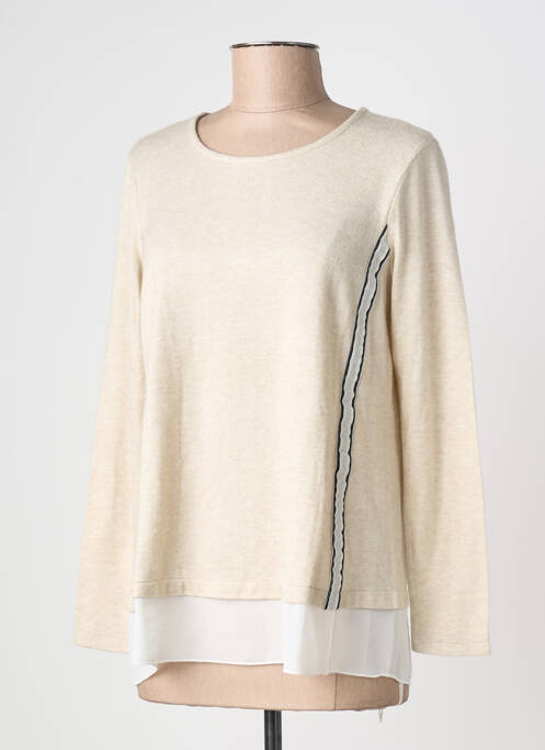 Pull col rond manches longues beige NINATI femme