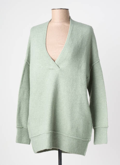 Pull col v manches longues vert YAYA femme