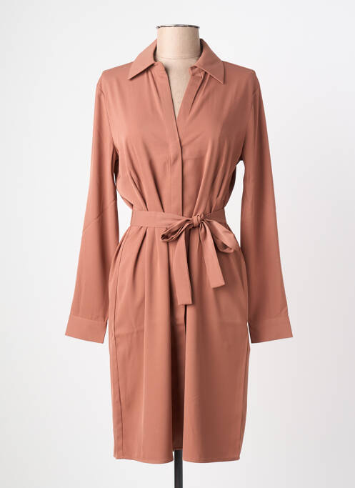 Robe mi-longue manches longues manches longues marron YAYA femme