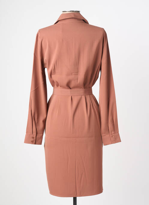 Robe mi-longue manches longues manches longues marron YAYA femme