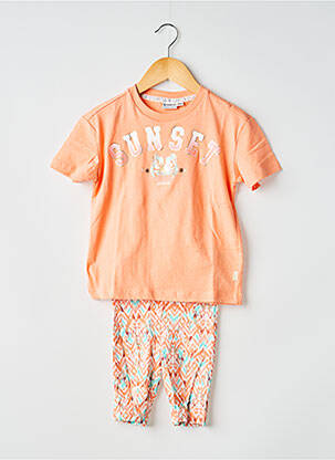 Ensemble short taille élastique orange GARCIA fille