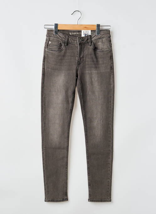 Jeans coupe slim fermeture zippée sous rabat boutonné gris GARCIA garcon