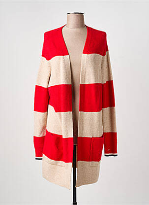 Gilet manches longues resserrée sur le bas rouge CECIL femme