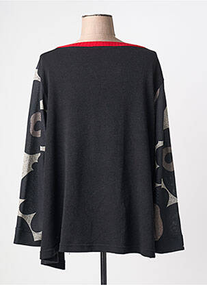 Pull tissage chiné manches longues noir FRANCK ANNA femme