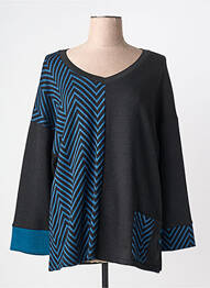 Pull tissage chiné manches longues noir FRANCK ANNA femme