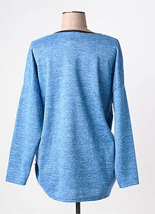 Pull maille souple et aérée manches longues bleu KARIN HERTZ femme