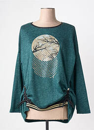 Pull tissage chiné manches longues vert KARIN HERTZ femme