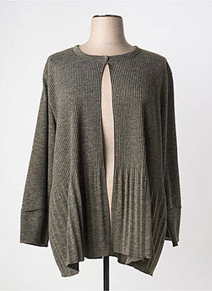 Gilet manches longues col rond vert FRANCK ANNA femme