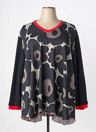 Pull tissage chiné manches longues noir FRANCK ANNA femme
