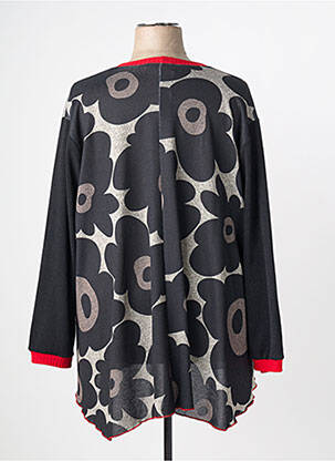Pull tissage chiné manches longues noir FRANCK ANNA femme