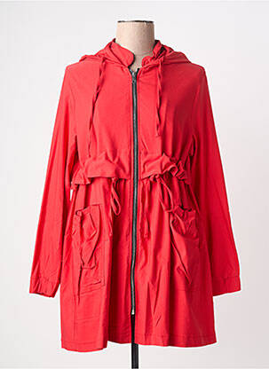 Trench tissage popeline a capuche rouge SOPHIA CURVY femme