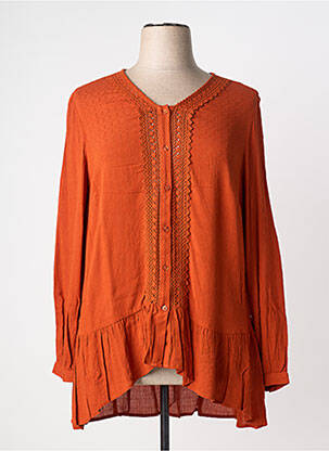 Tunique manches longues tissage crêpe orange CISO femme