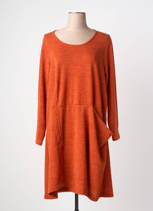 Robe pull tissage chiné manches longues orange G!OZE femme