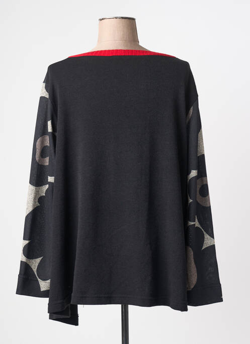 Pull tissage chiné manches longues noir FRANCK ANNA femme