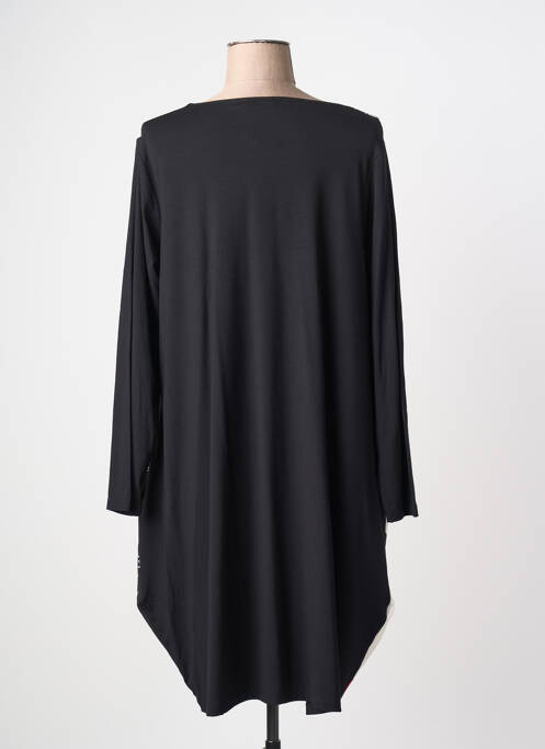 Robe mi-longue imprimé fleurs manches longues noir G!OZE femme