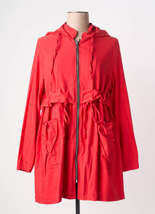 Trench tissage popeline a capuche rouge SOPHIA CURVY femme