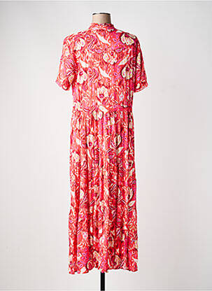 Robe longue tissage popeline manches courtes rose YEST femme