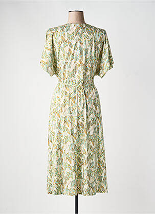 Robe mi-longue imprimé fantaisie manches courtes vert YEST femme