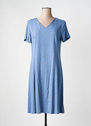 Robe mi-longue manches courtes manches courtes bleu GEVANA femme