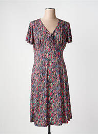 Robe mi-longue imprimé fantaisie manches courtes rose GEVANA femme