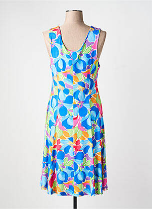 Robe mi-longue imprimé fantaisie sans manche bleu GEVANA femme