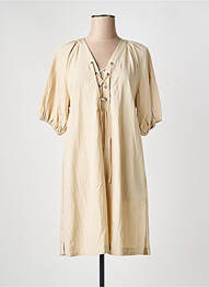 Robe mi-longue manches courtes manches courtes beige YEST femme