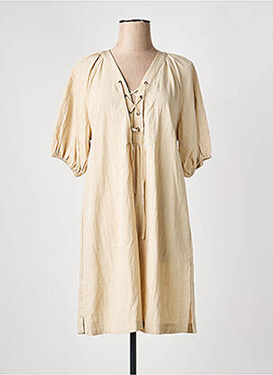 Robe mi-longue manches courtes manches courtes beige YEST femme