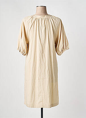 Robe mi-longue manches courtes manches courtes beige YEST femme