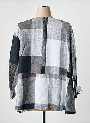 Blouse tissage popeline manches 3/4 gris KOKOMARINA femme