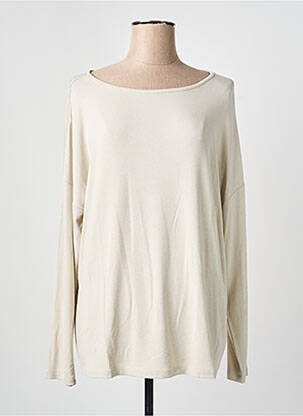 Pull coupe droite manches longues beige YEST femme