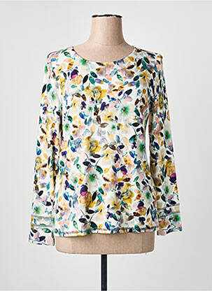Pull coupe droite manches longues blanc GEVANA femme