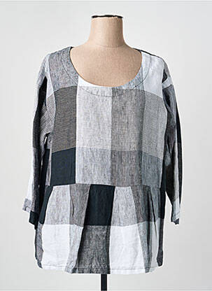 Blouse tissage popeline manches 3/4 gris KOKOMARINA femme